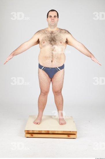 Whole Body Man White Underwear Overweight Studio photo references