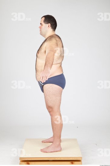 Whole Body Man White Underwear Overweight Studio photo references