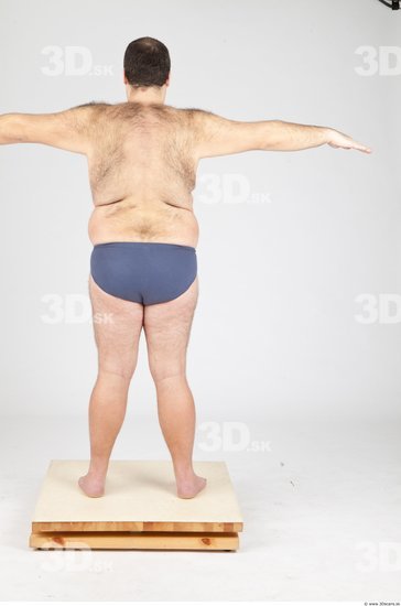 Whole Body Man White Underwear Overweight Studio photo references