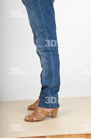 Calf Woman Casual Jeans Average Wrinkles Studio photo references