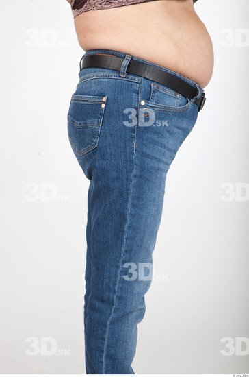 Thigh Woman Casual Jeans Average Wrinkles Studio photo references