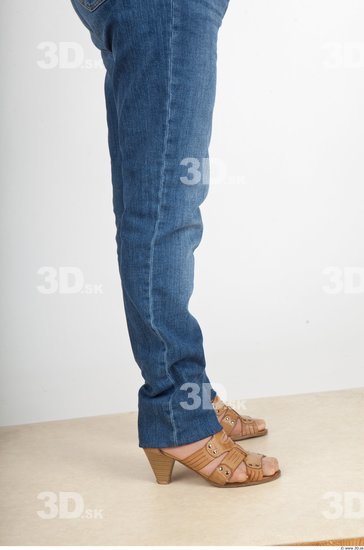 Calf Woman Casual Jeans Average Wrinkles Studio photo references