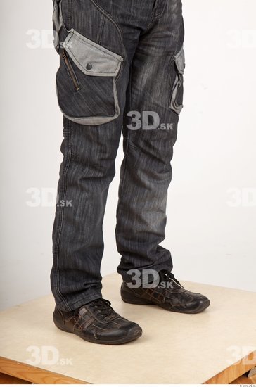 Calf Man Casual Jeans Average Wrinkles Studio photo references