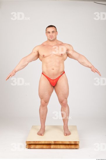 Whole Body Man White Underwear Muscular Studio photo references