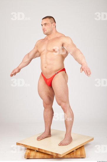 Whole Body Man White Underwear Muscular Studio photo references