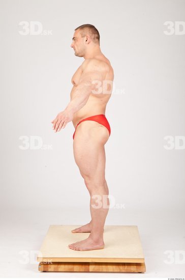 Whole Body Man White Underwear Muscular Studio photo references