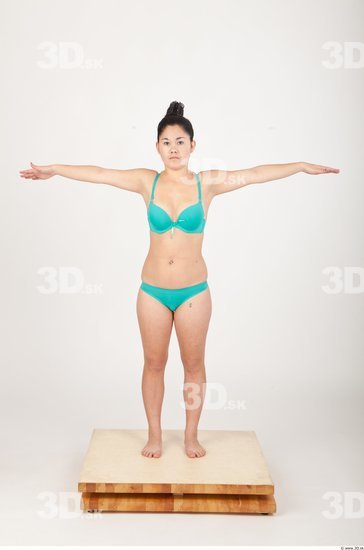 Whole Body Woman T poses Asian Underwear Bra Slim Studio photo references