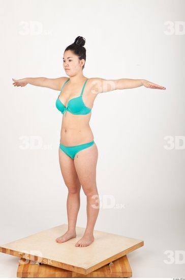 Whole Body Woman T poses Asian Underwear Bra Slim Studio photo references