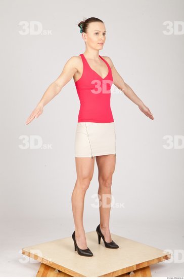 Whole Body Woman White Casual Slim Studio photo references