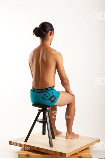 Man Asian Underwear Shorts Average Sitting Bearded Studio photo references