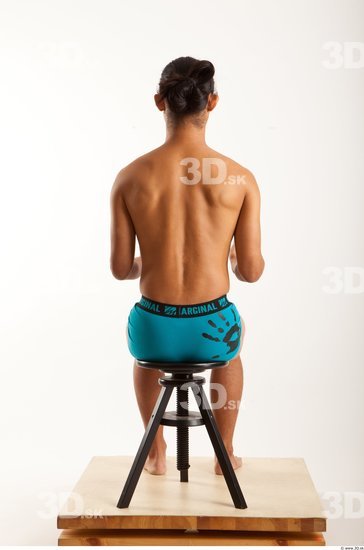 Man Asian Underwear Shorts Average Sitting Bearded Studio photo references