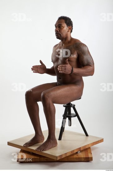 Whole Body Black Tattoo Nude Average Sitting Studio photo references