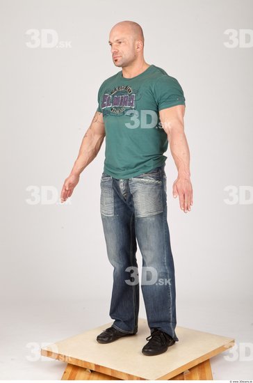 Whole Body Man White Casual Muscular Street photo references