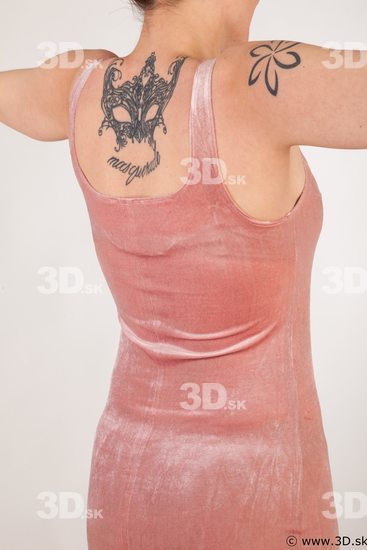 Back Woman White Tattoo Casual Dress Chubby Studio photo references