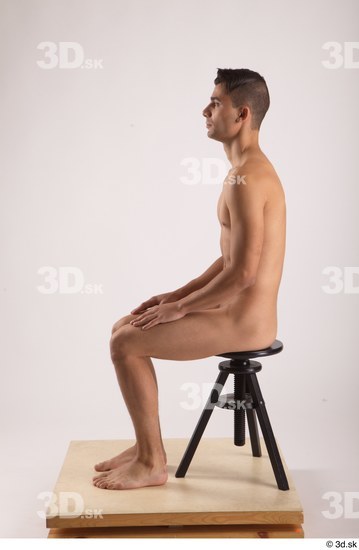 Whole Body Man White Nude Slim Sitting Studio photo references