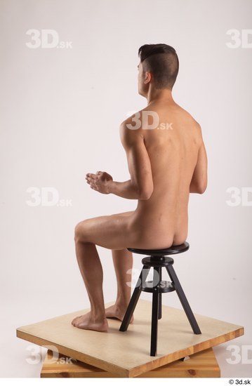 Whole Body Man White Nude Slim Sitting Studio photo references