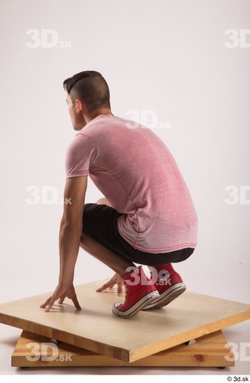 Whole Body Man White Slim Kneeling Studio photo references