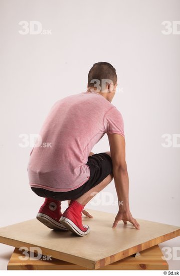 Whole Body Man White Slim Kneeling Studio photo references