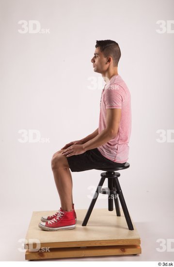 Whole Body Man White Slim Sitting Studio photo references