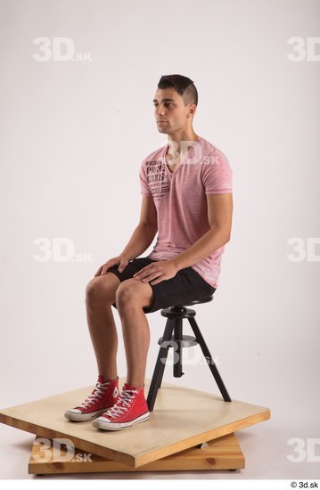 Whole Body Man White Slim Sitting Studio photo references