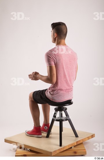 Whole Body Man White Slim Sitting Studio photo references