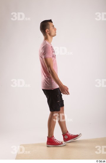 Whole Body Man White Slim Walking Studio photo references