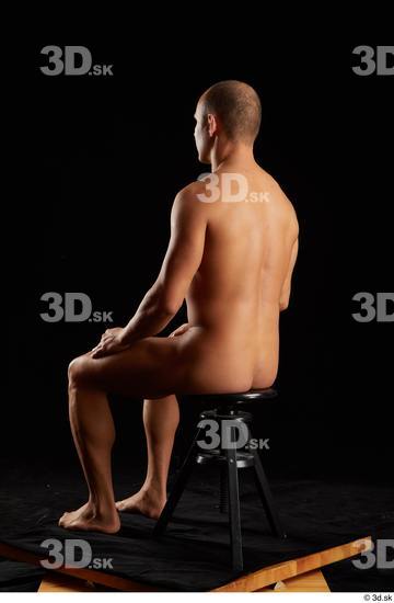 Whole Body Man White Nude Slim Sitting Studio photo references