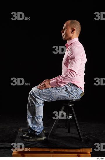 Whole Body Man White Slim Sitting Studio photo references