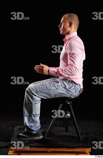 Whole Body Man White Slim Sitting Studio photo references