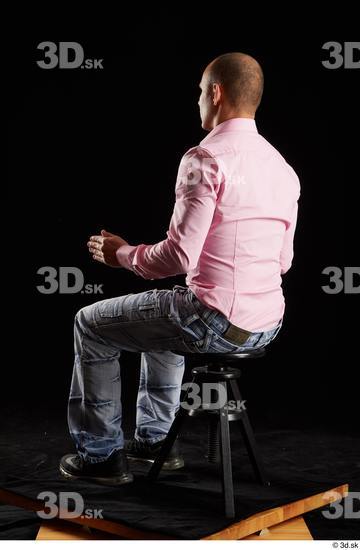 Whole Body Man White Slim Sitting Studio photo references