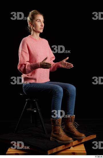 Whole Body Woman White Slim Sitting Studio photo references