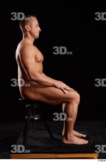 Whole Body Man White Nude Athletic Sitting Studio photo references