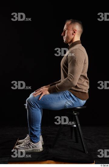 Whole Body Man White Athletic Sitting Studio photo references