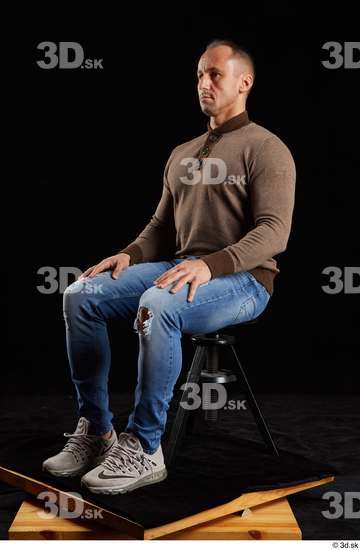 Whole Body Man White Athletic Sitting Studio photo references