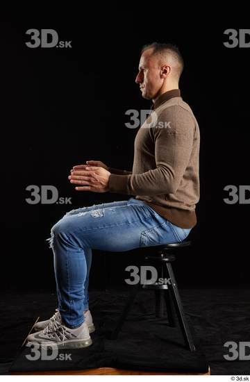 Whole Body Man White Athletic Sitting Studio photo references