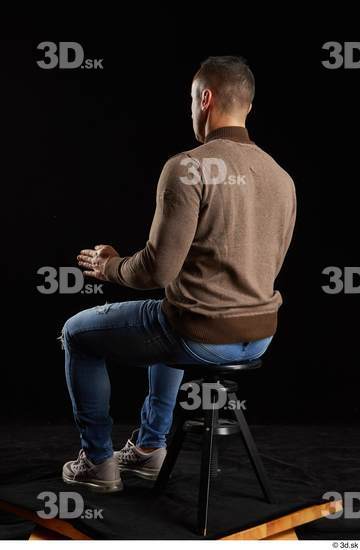 Whole Body Man White Athletic Sitting Studio photo references