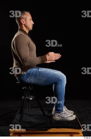 Whole Body Man White Athletic Sitting Studio photo references