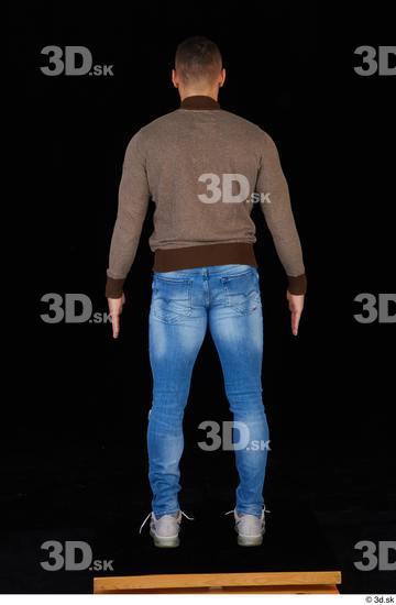 Whole Body Man White Sweatshirt Jeans Athletic Standing Studio photo references