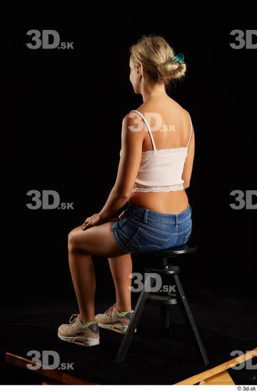 Whole Body Woman White Slim Sitting Studio photo references