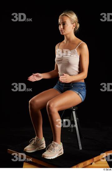 Whole Body Woman White Slim Sitting Studio photo references