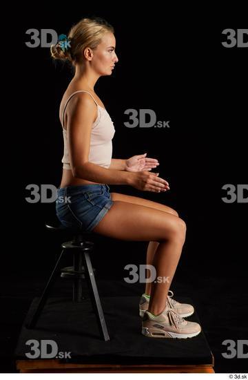 Whole Body Woman White Slim Sitting Studio photo references