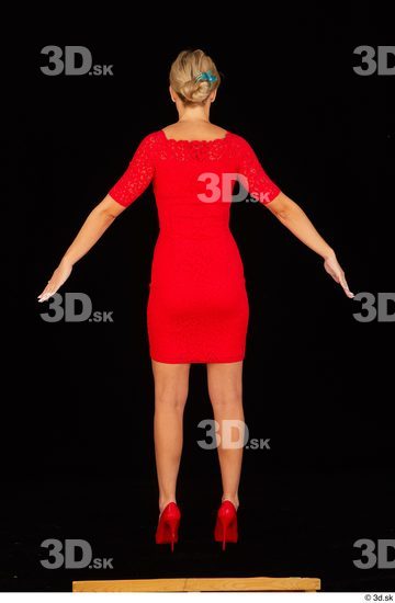 Whole Body Woman White Dress Slim Standing Studio photo references