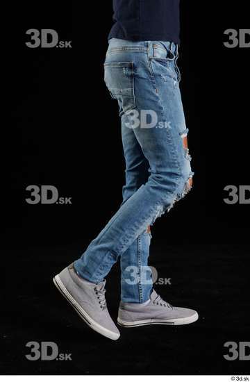 Calf Man White Jeans Athletic Studio photo references