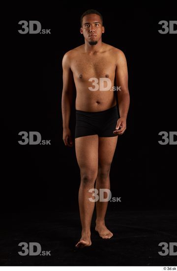 Whole Body Man Black Underwear Average Walking Studio photo references