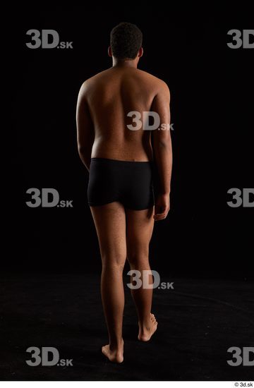 Whole Body Back Man Black Underwear Average Walking Studio photo references