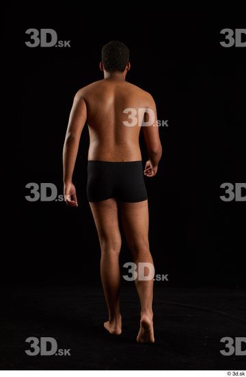 Whole Body Back Man Black Underwear Average Walking Studio photo references