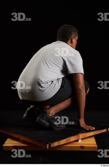 Whole Body Man Black Average Kneeling Studio photo references