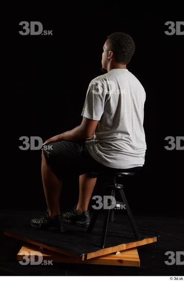 Whole Body Man Black Average Sitting Studio photo references