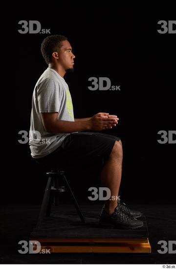 Whole Body Man Black Average Sitting Studio photo references