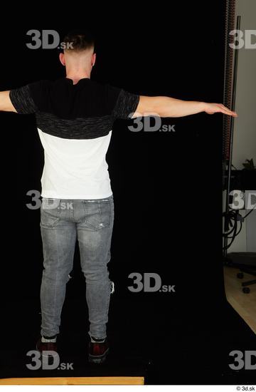 Whole Body Man T poses White Shoes Shirt T shirt Jeans Average Standing Studio photo references